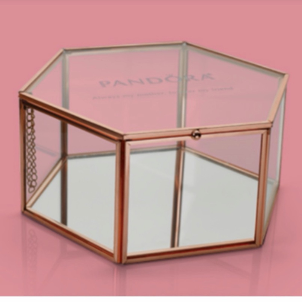 NWT Pandora Rose Gold Hexagonal Jewelry Box